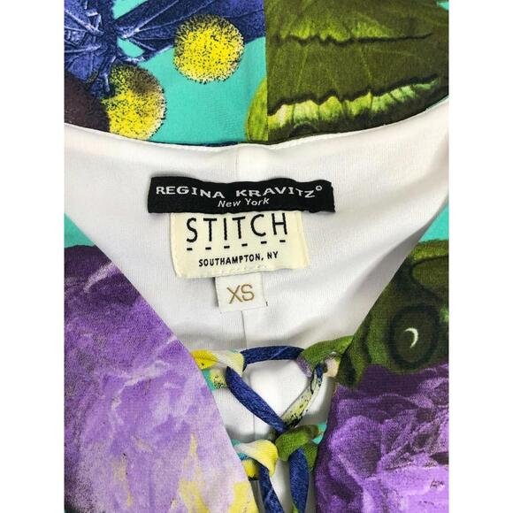 Vintage Regina Kravitz Stitch NY Floral Sleeveless Shift Dress V Neck Lined XS - Picture 6 of 9